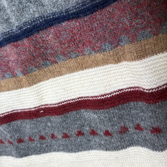 JANTZEN Vintage 90s Wool Blend Fair Isle Nordic Ski Stripe Crewneck Sweater USA - Picture 8 of 12